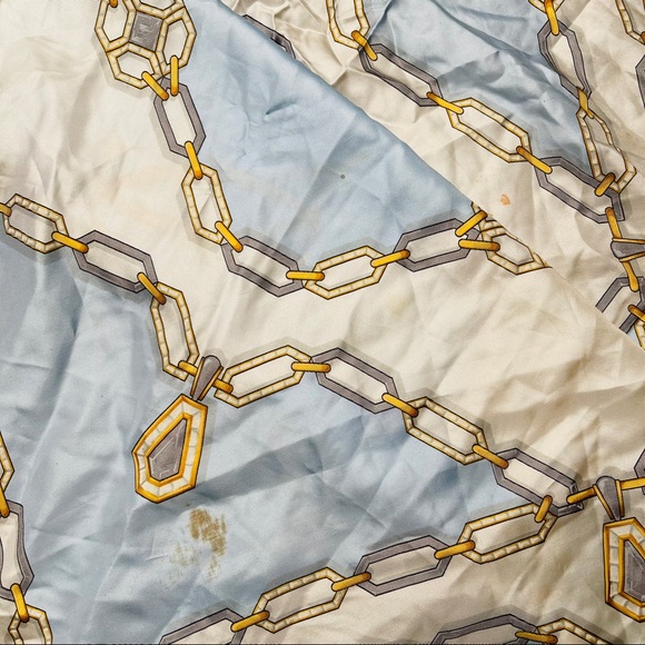 Cartier VTG Silk Chain Print Baby Blue Scarf - Picture 5 of 7